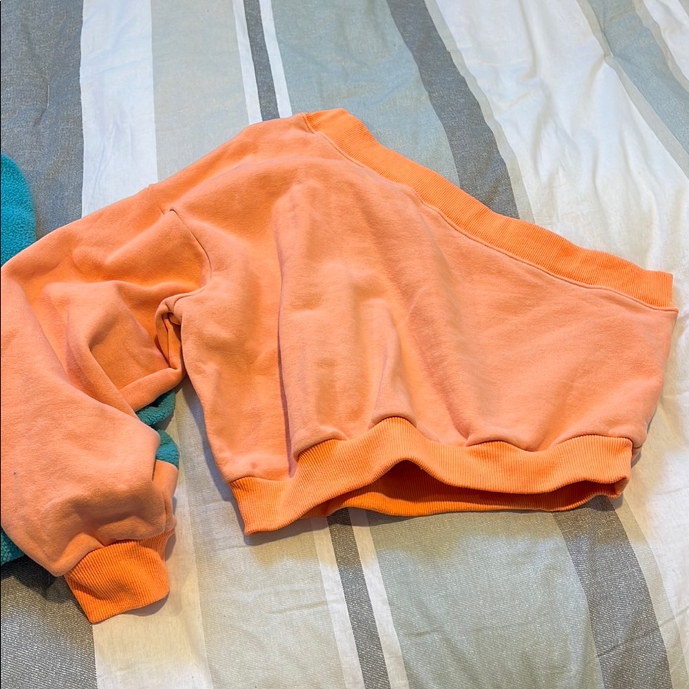 Women's One Shoulder Orange Sweater